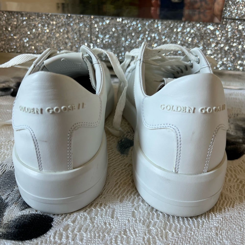 Golden Goose Purestar White Leather Sneakers w/ Swarovski Star – Size 40 - Picture 9 of 16